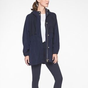 Athleta Rainfall Swing Parka Navy Blue